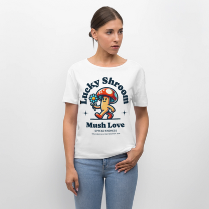 Lucky Shroom Design – Rundhals Frauen Bio-T-Shirt - Weiß