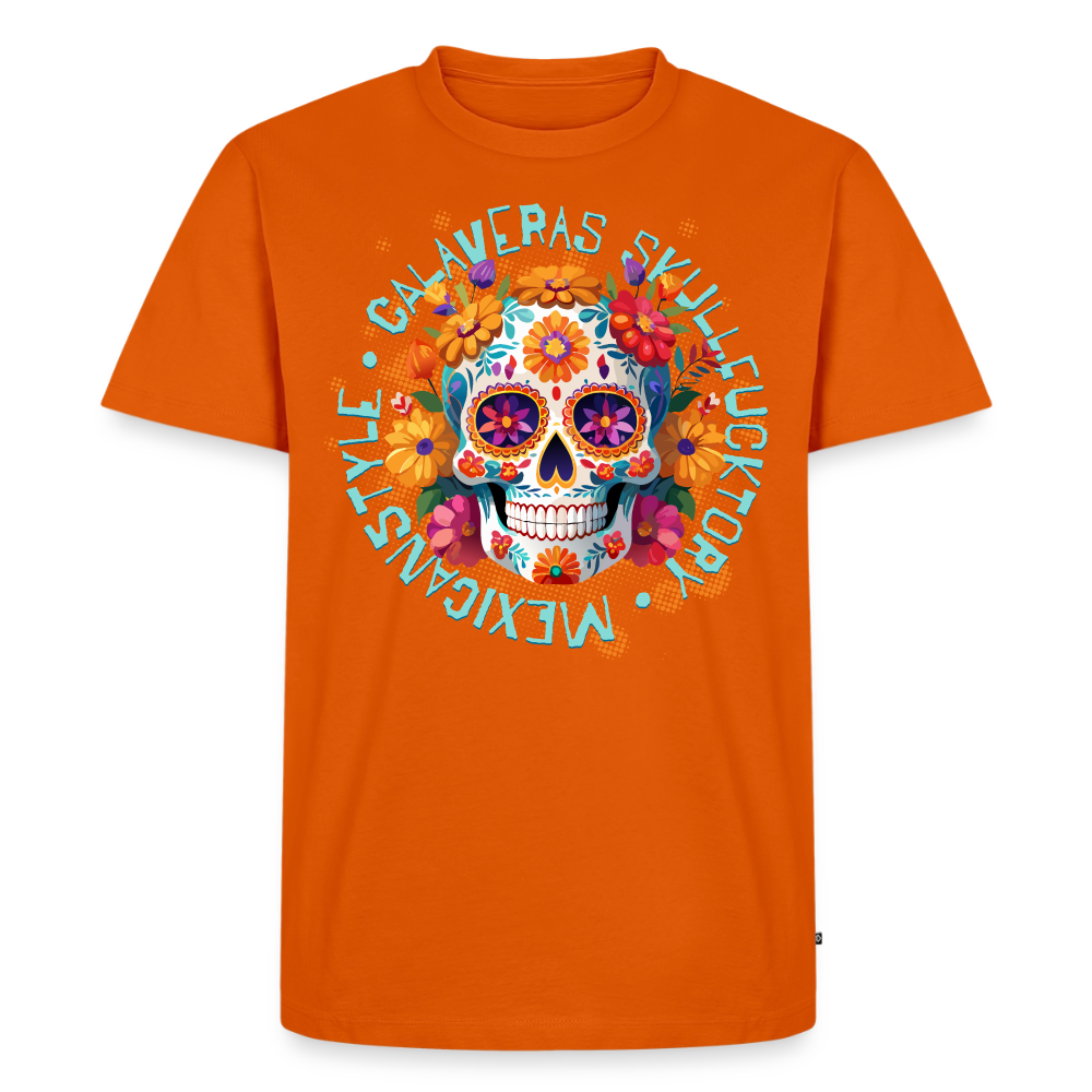Sugar Skull Blumen Design – Männer Premium T-Shirt - Orange 