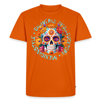 Sugar Skull Blumen Design – Männer Premium T-Shirt - Orange 