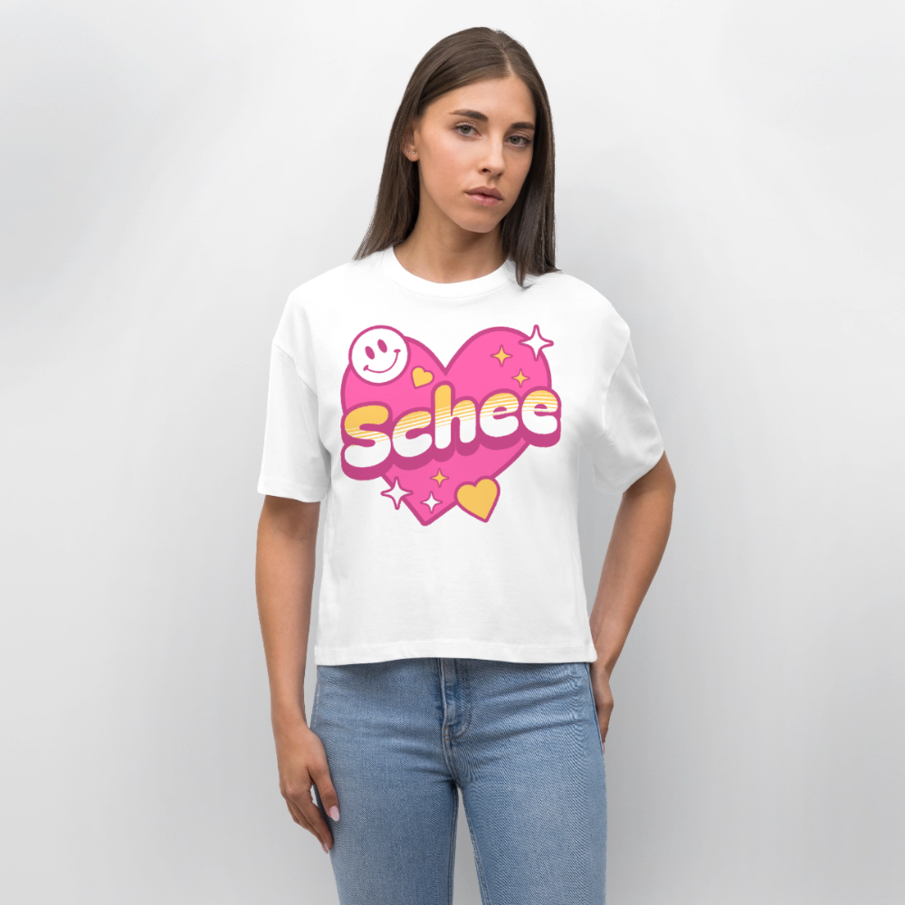 Schnee Design – Frauen Boxy Bio-T-Shirt - Weiß