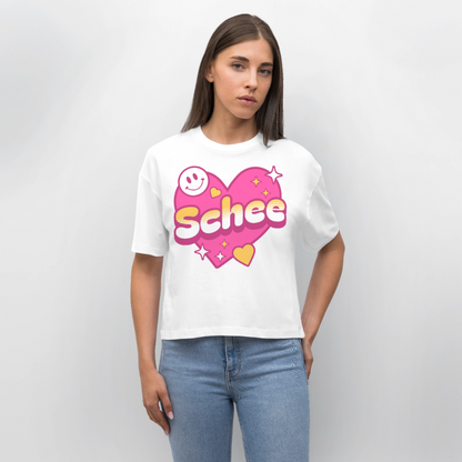 Schnee Design – Frauen Boxy Bio-T-Shirt - Weiß