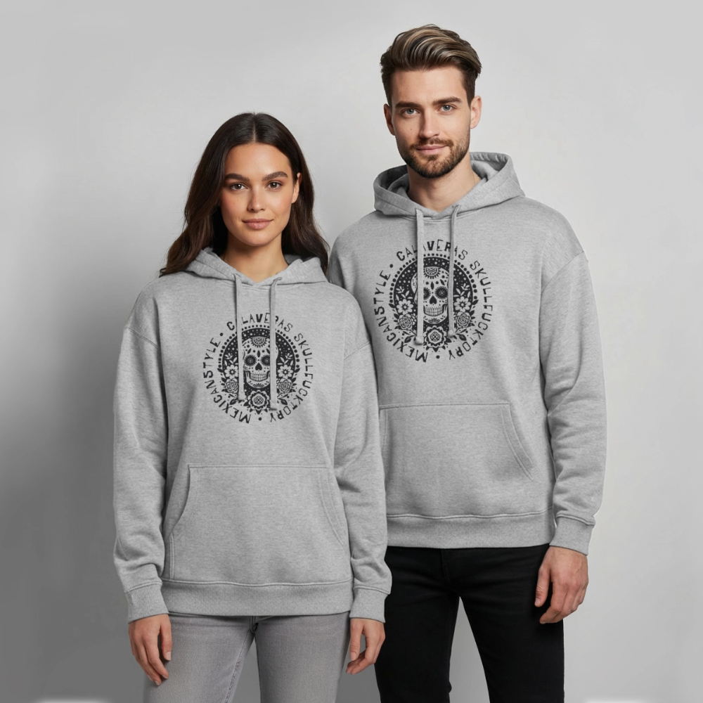 Sugar Skull Black Design - Oversized Unisex Hoodie - Grau meliert