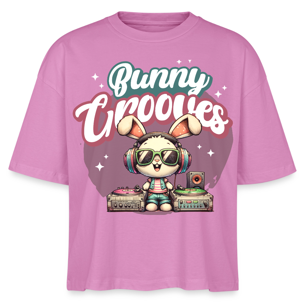 Bunny Grooves Design – Frauen Boxy Bio-T-Shirt - Pink