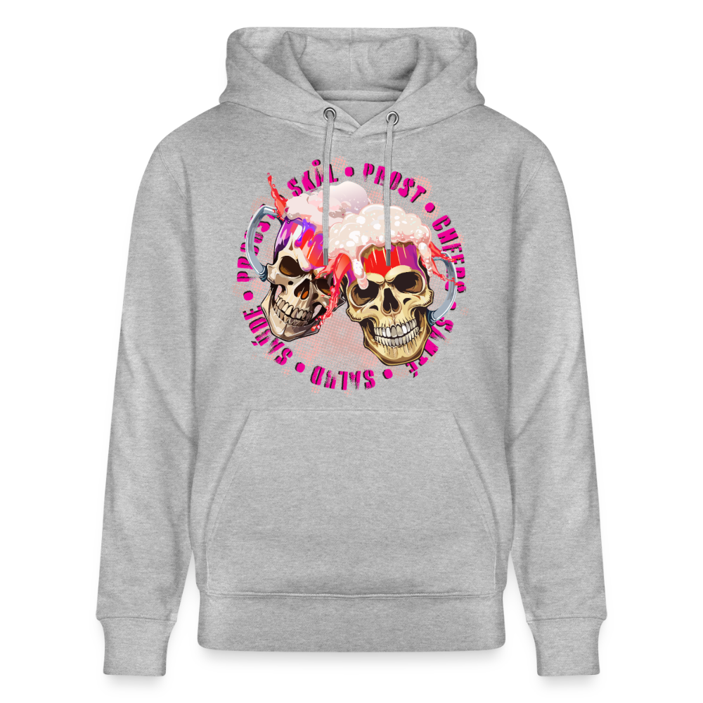 Party Skull Design Pink – Unisex Bio-Hoodie - Grau meliert
