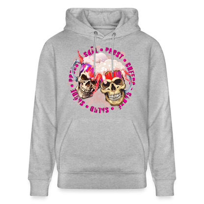 Party Skull Design Pink – Unisex Bio-Hoodie - Grau meliert