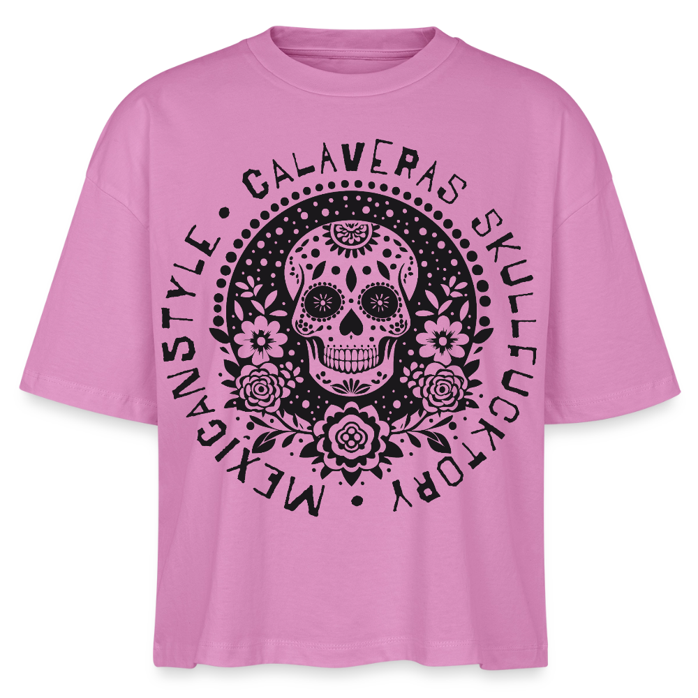 Sugar Skull Black Design – Frauen Boxy Bio-T-Shirt - Pink