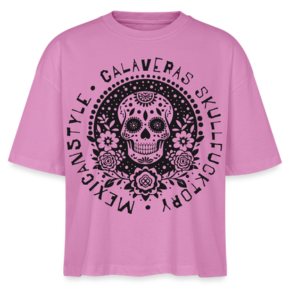 Sugar Skull Black Design – Frauen Boxy Bio-T-Shirt - Pink