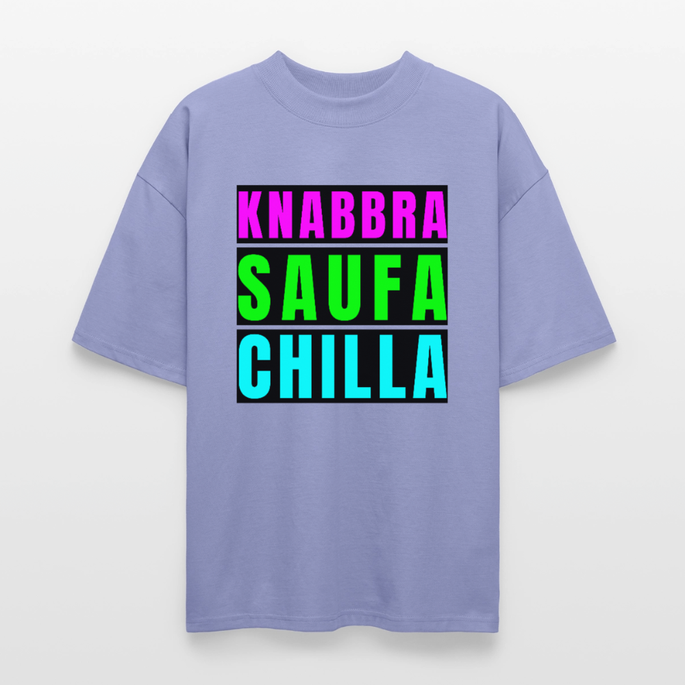 Knabbra Saufa Chilla Design – Oversized Unisex Bio T-Shirt - Violett