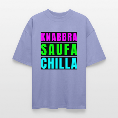 Knabbra Saufa Chilla Design – Oversized Unisex Bio T-Shirt - Violett