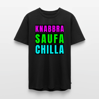 Knabbra Saufa Chilla Design – Männer Premium T-Shirt - Schwarz