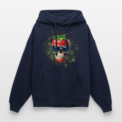 Strawberry Skull Design – Oversized Unisex Hoodie - Navy