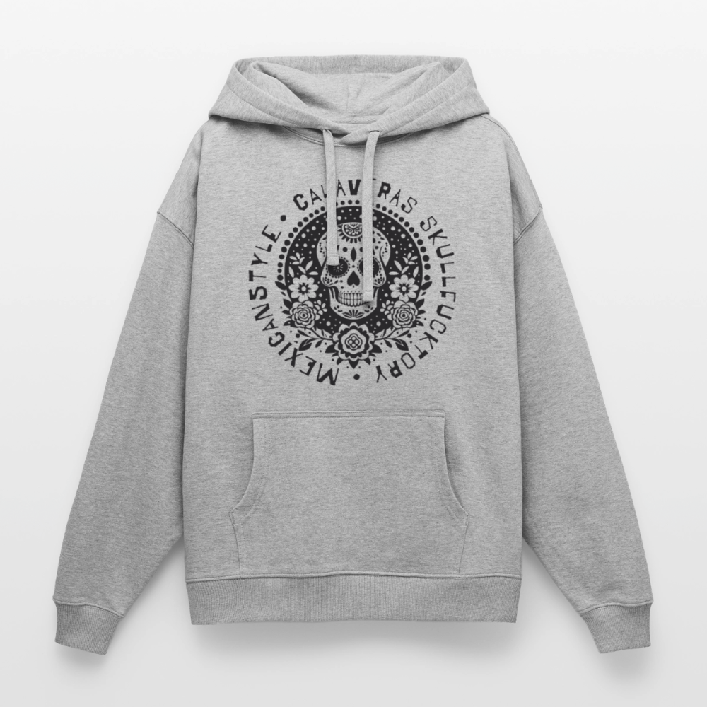 Sugar Skull Black Design - Oversized Unisex Hoodie - Grau meliert