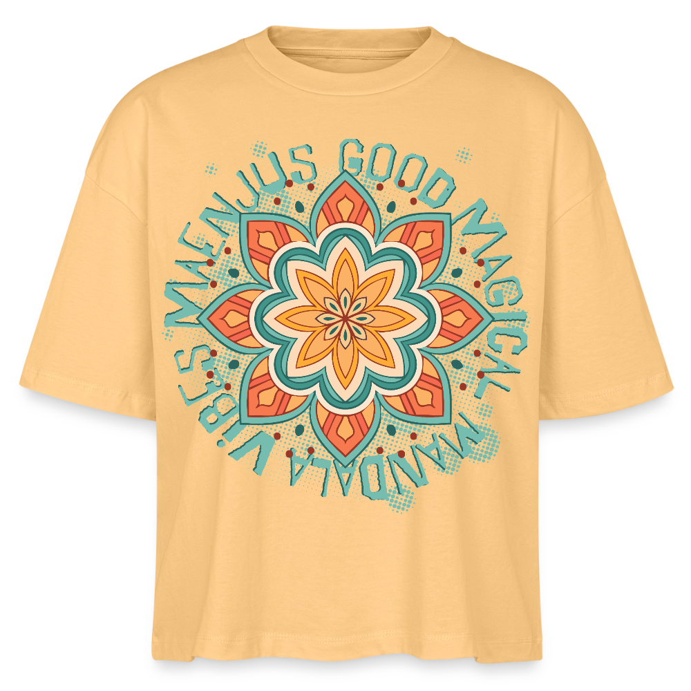 Mandala Türkis Design – Frauen Boxy Bio-T-Shirt - Mispel