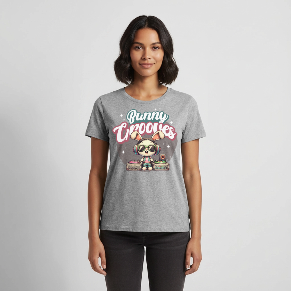 Bunny Grooves Design – Frauen Premium T-Shirt - Grau meliert