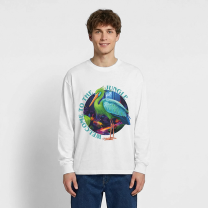 Jungle Design – Oversized Langarmshirt - Weiß