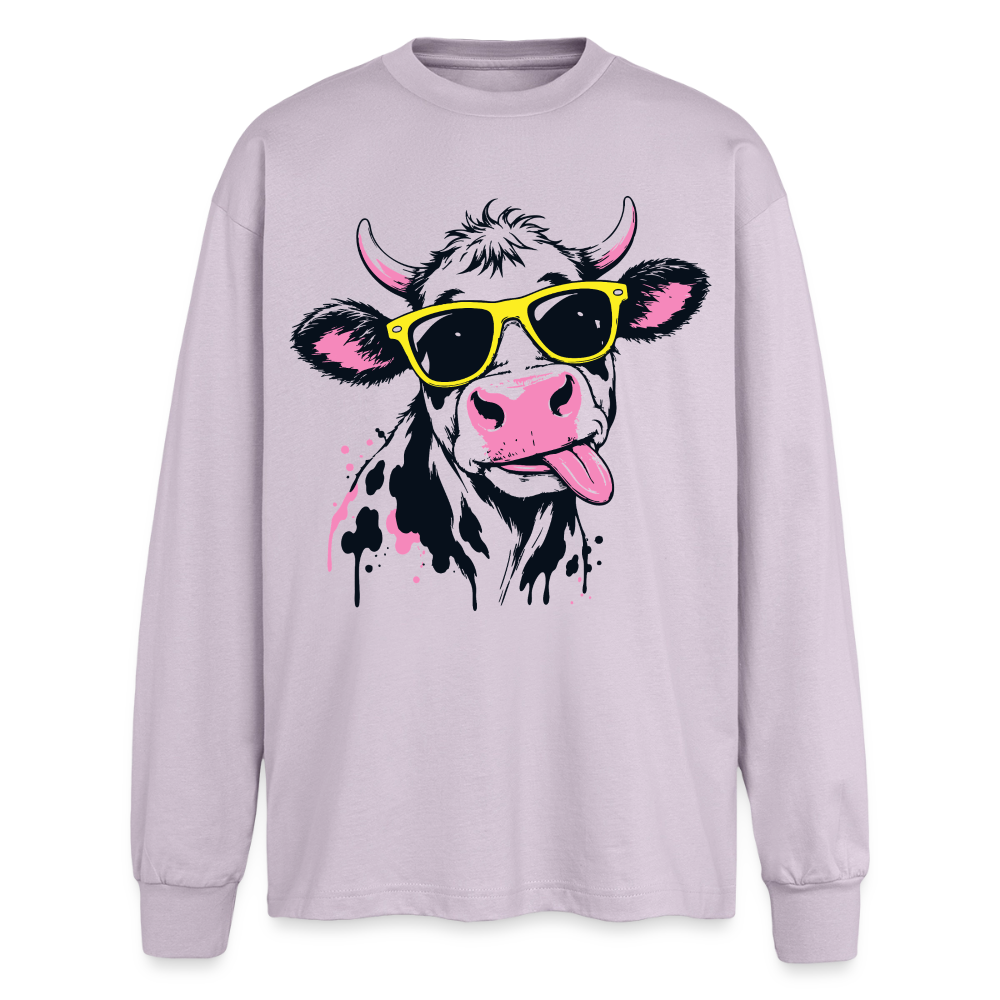 Street Cow Design – Oversized Langarmshirt - verblasstes Lila