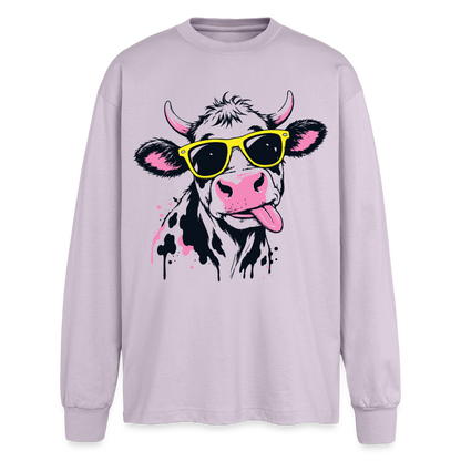 Street Cow Design – Oversized Langarmshirt - verblasstes Lila