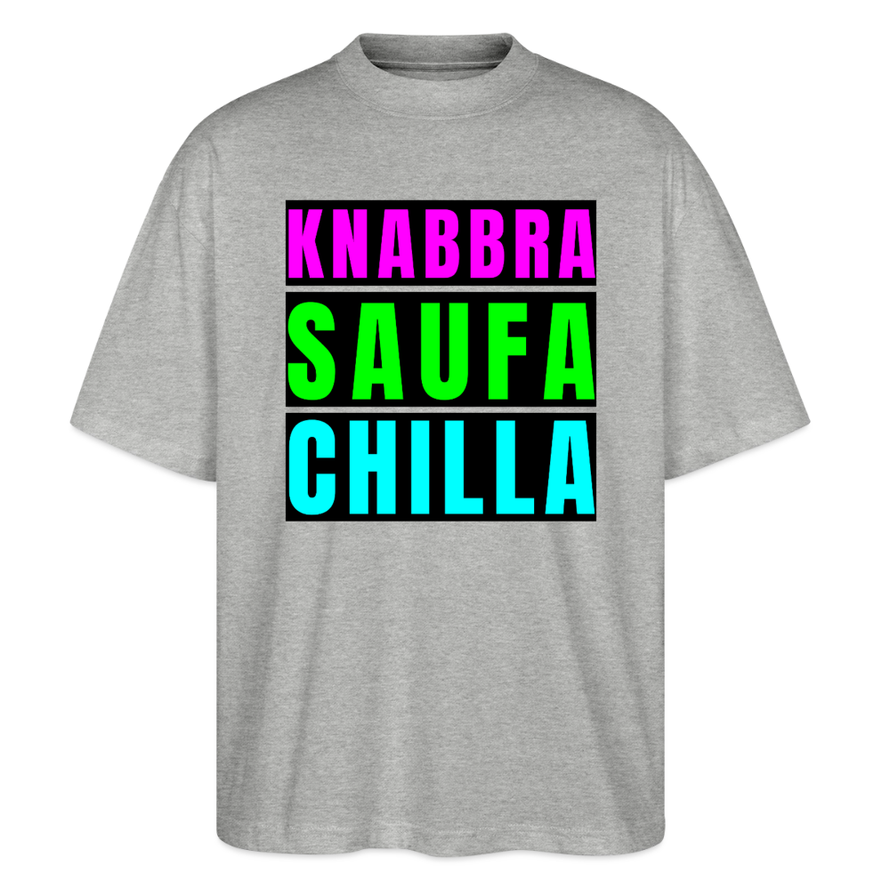 Knabbra Saufa Chilla Design – Oversized Unisex Bio T-Shirt - Grau meliert