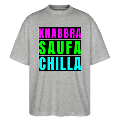 Knabbra Saufa Chilla Design – Oversized Unisex Bio T-Shirt - Grau meliert