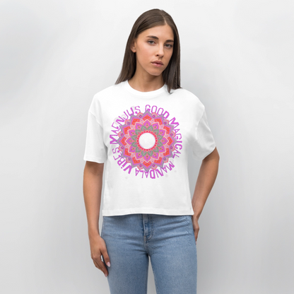 Mandala Pink Design – Frauen Boxy Bio-T-Shirt - Weiß