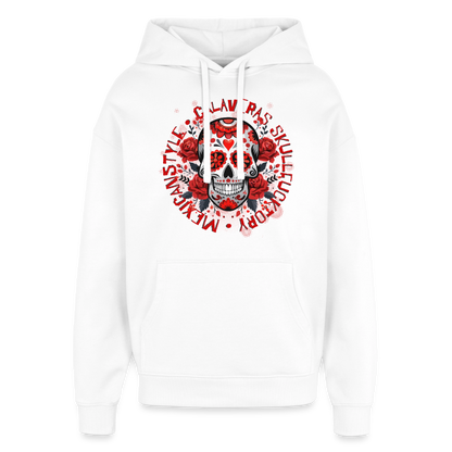 Sugar Skull Rosen Design - Oversized Unisex Hoodie - Weiß