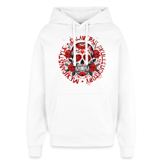 Sugar Skull Rosen Design - Oversized Unisex Hoodie - Weiß