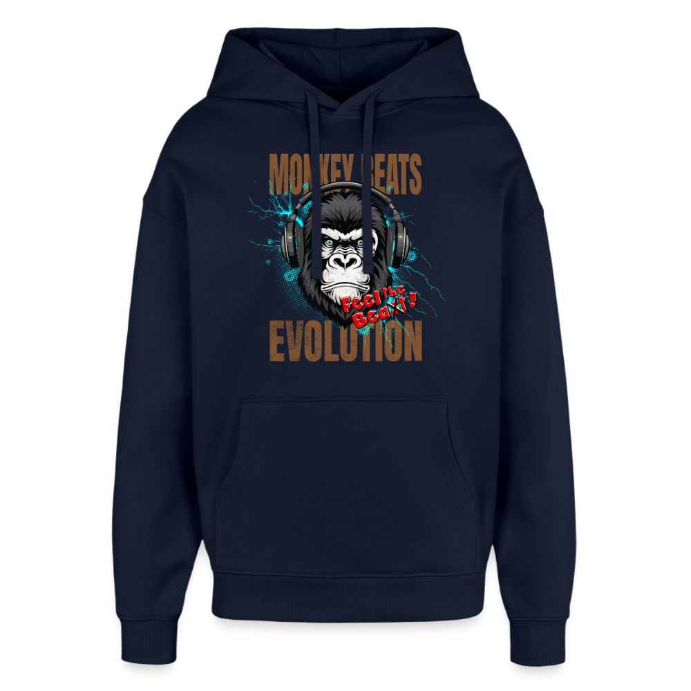 Monkey Beats Design – Oversized Unisex Hoodie - Navy