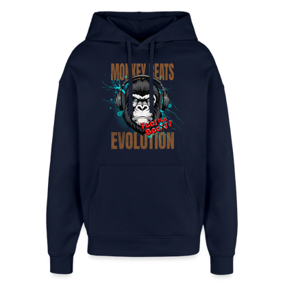 Monkey Beats Design – Oversized Unisex Hoodie - Navy