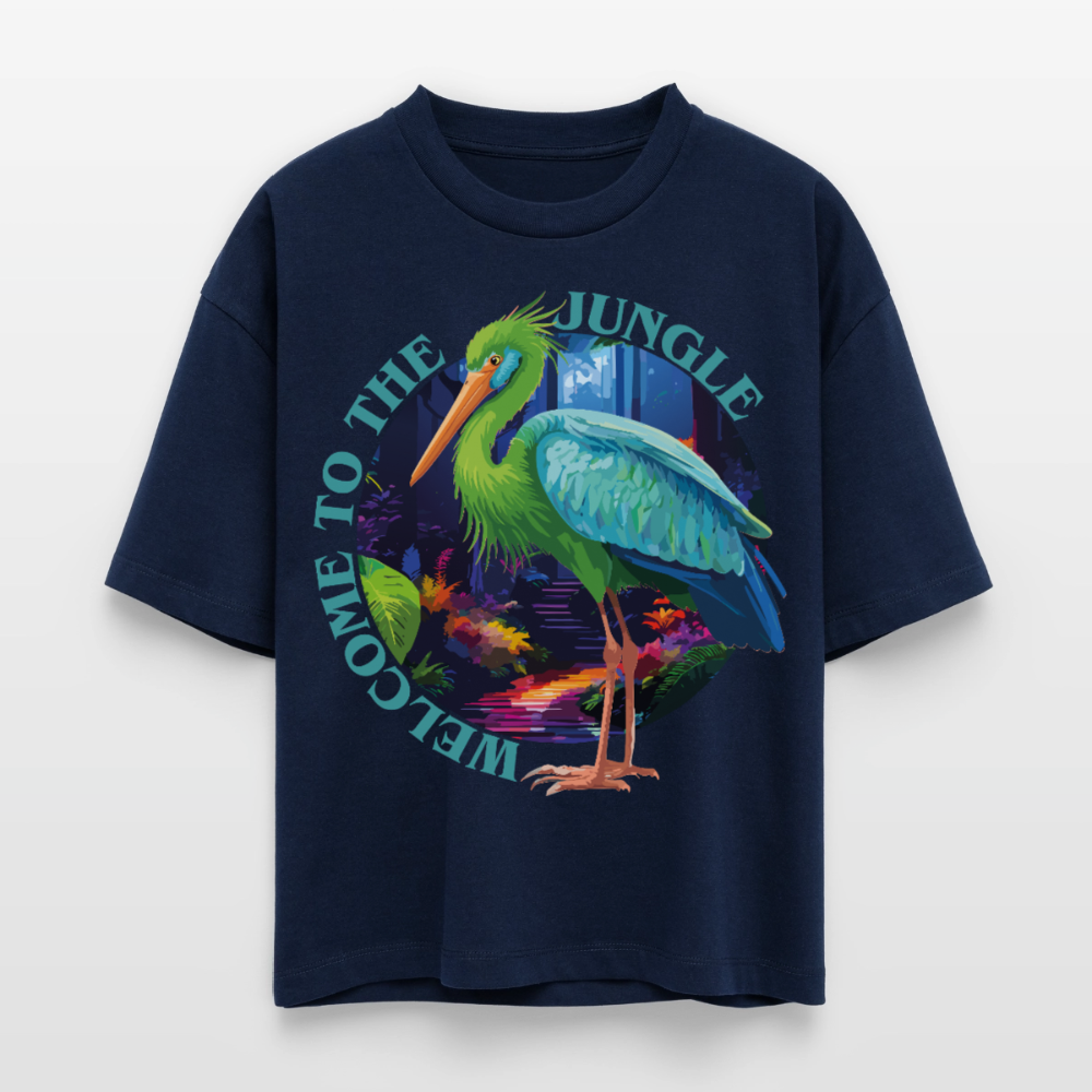 Jungle Design – Frauen Boxy Bio-T-Shirt - Navy