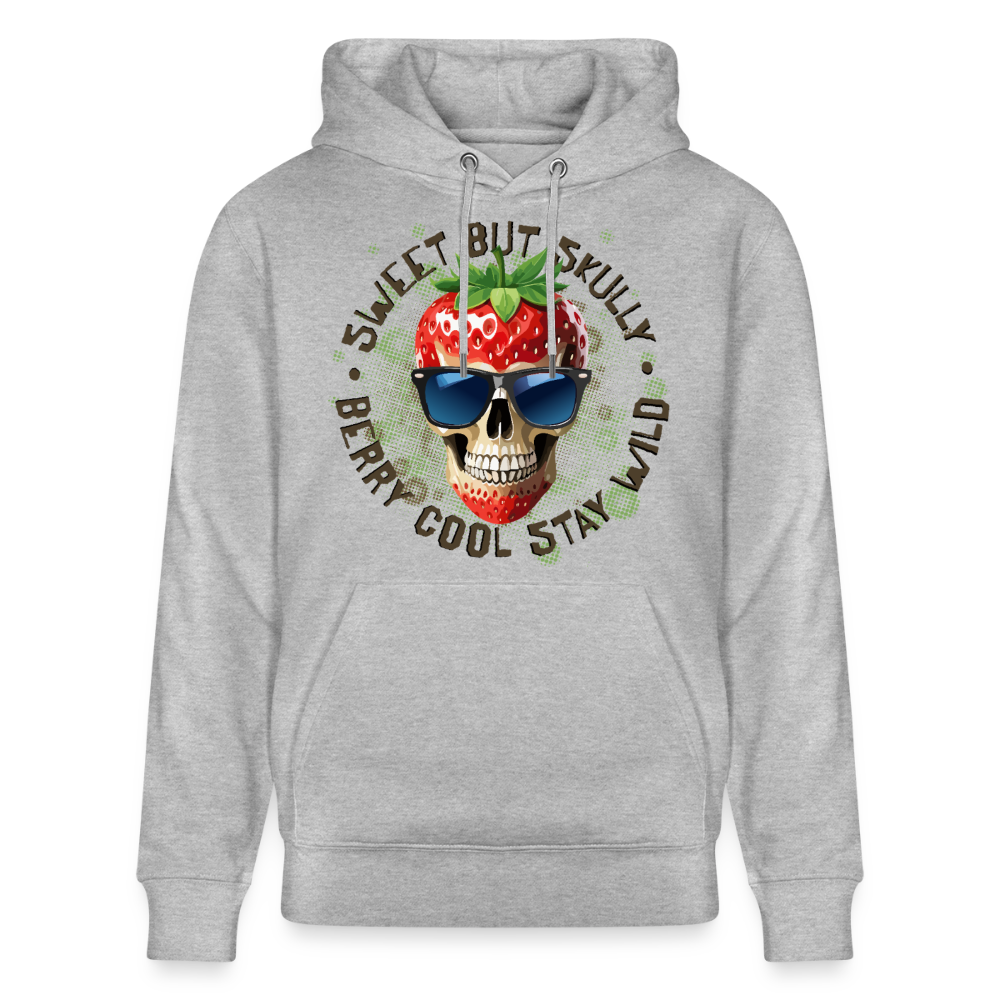 Strawberry Skull Design – Unisex Bio-Hoodie - Grau meliert