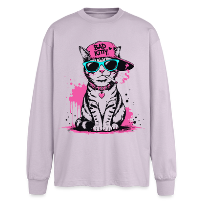 Bad Kitty Design – Oversized Langarmshirt - verblasstes Lila