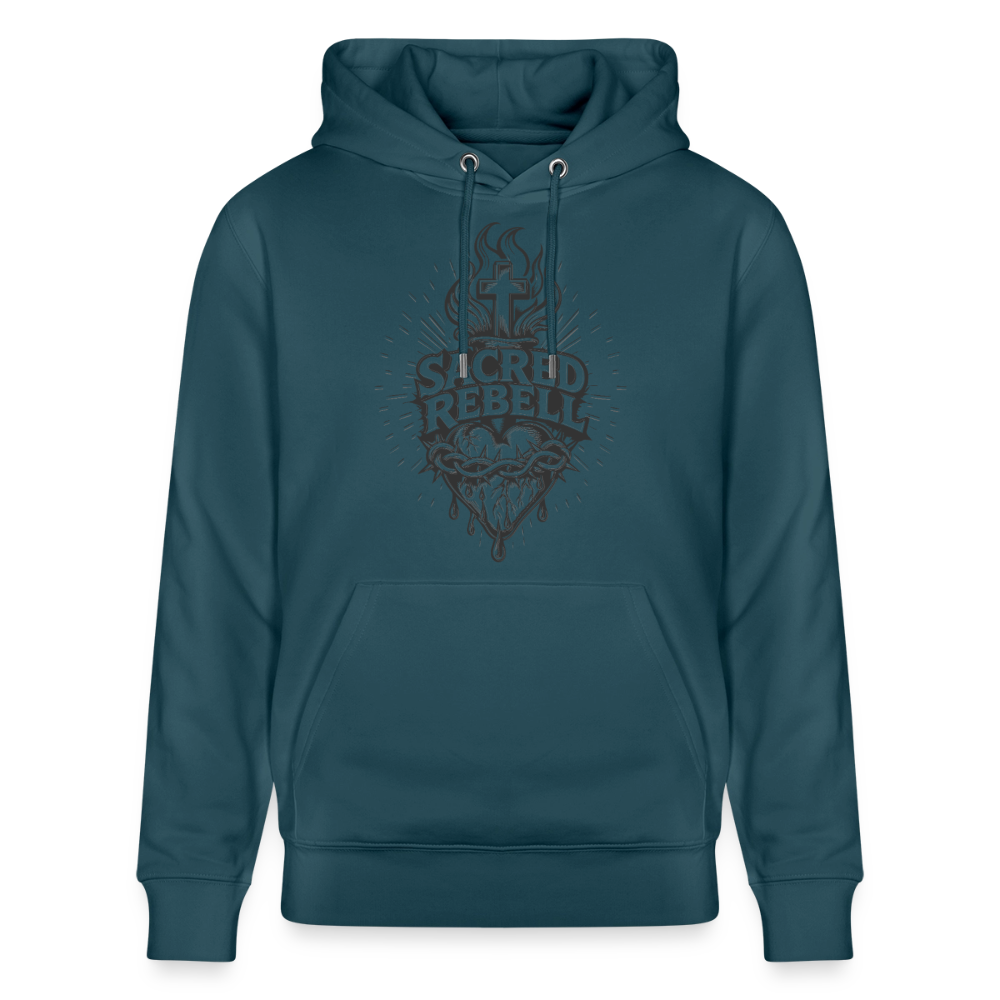 Sacred Rebell Design – Unisex Bio-Hoodie - Dunkles Petrol