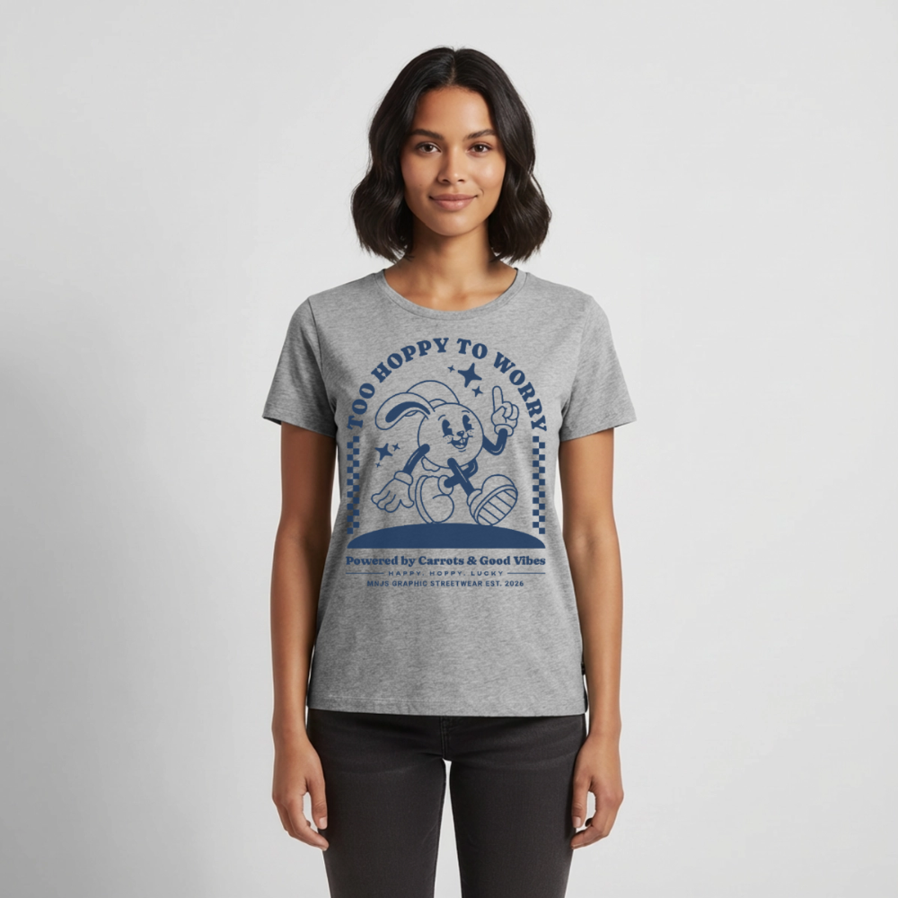 Too Hoppy Too Worry Design – Frauen Premium T-Shirt - Grau meliert