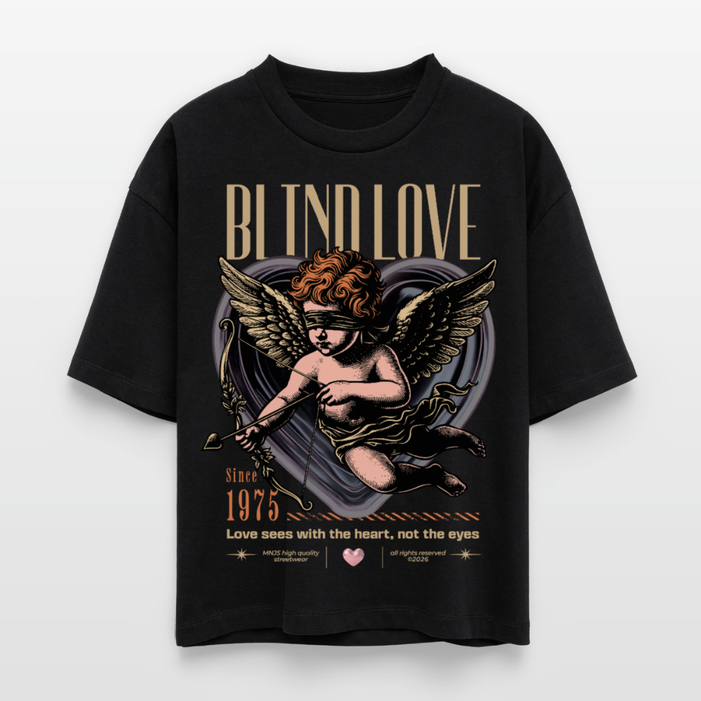Blind Love Design – Frauen Boxy Bio-T-Shirt - Schwarz
