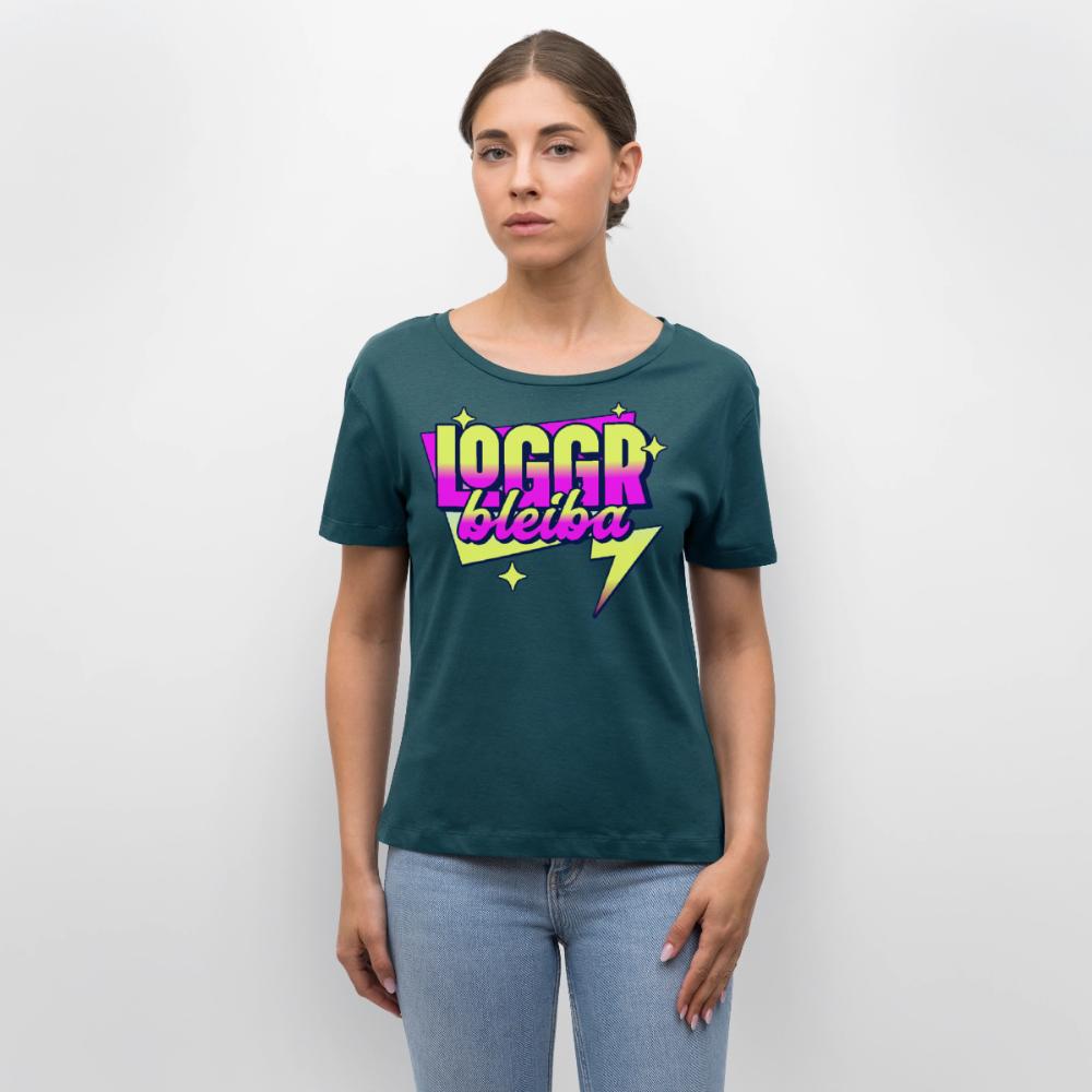 Logo bleibt Design – Rundhals Frauen Bio-T-Shirt - Dunkles Petrol