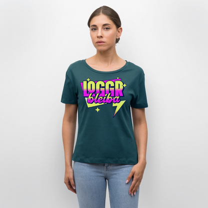 Logo bleibt Design – Rundhals Frauen Bio-T-Shirt - Dunkles Petrol