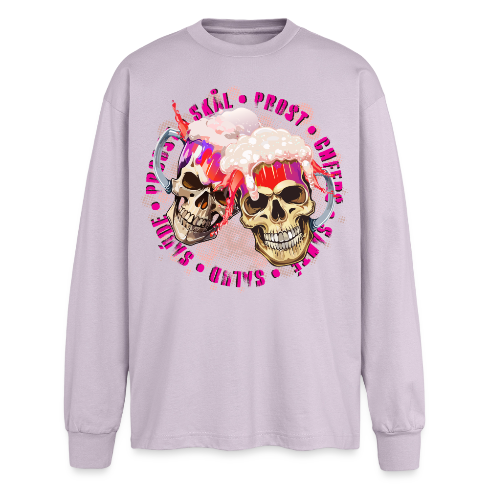 Party Skull Design Pink – Oversized Langarmshirt - verblasstes Lila