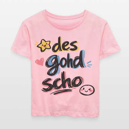 Des gohd scho Design – Rundhals Frauen Bio-T-Shirt - Hellrosa