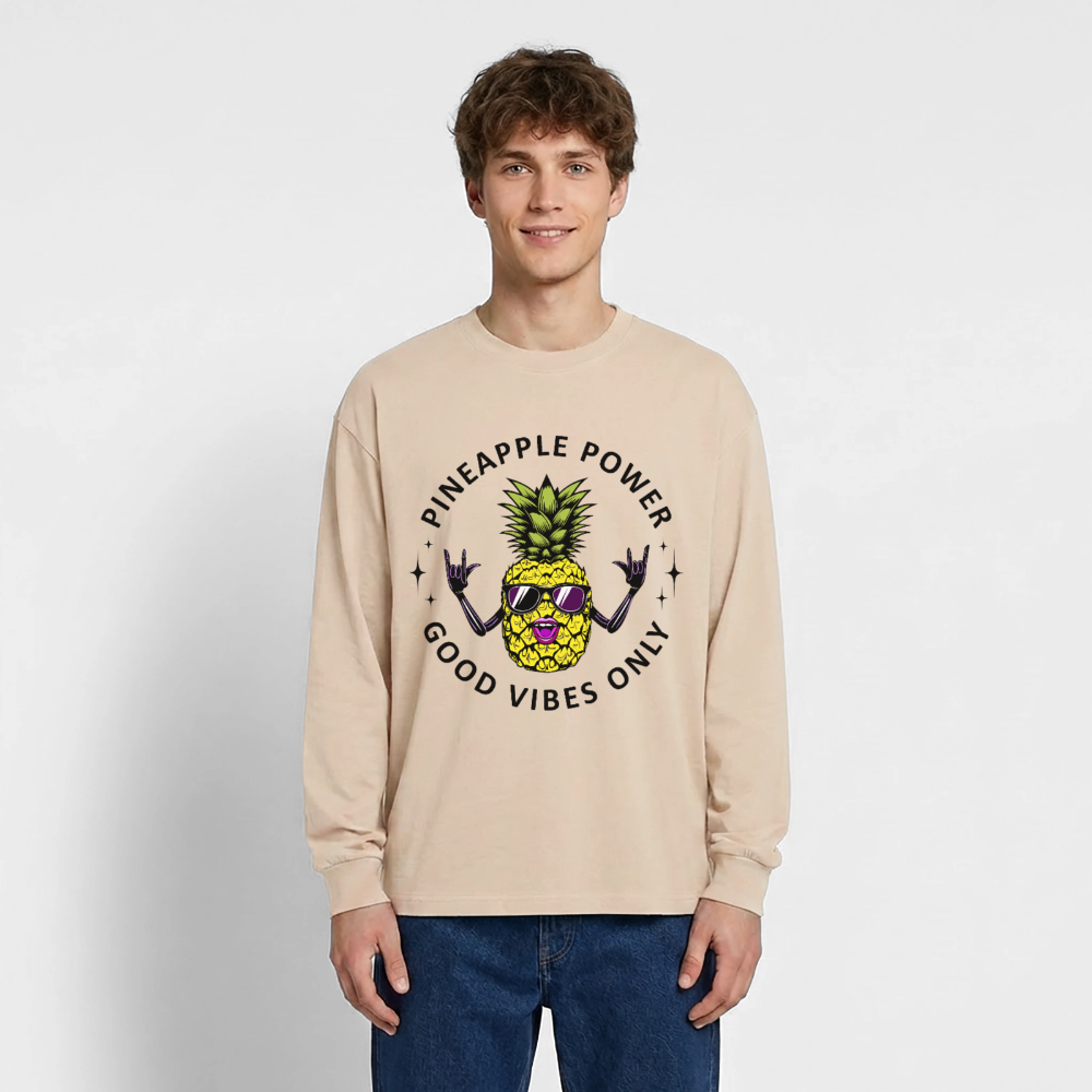 Pineapple Power Design – Oversized Langarmshirt - Sand