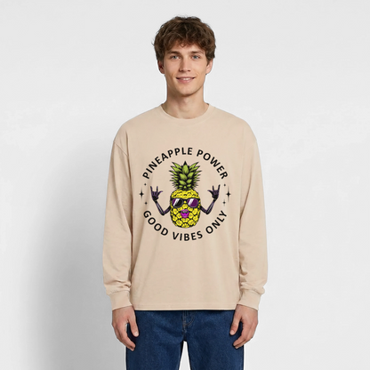 Pineapple Power Design – Oversized Langarmshirt - Sand