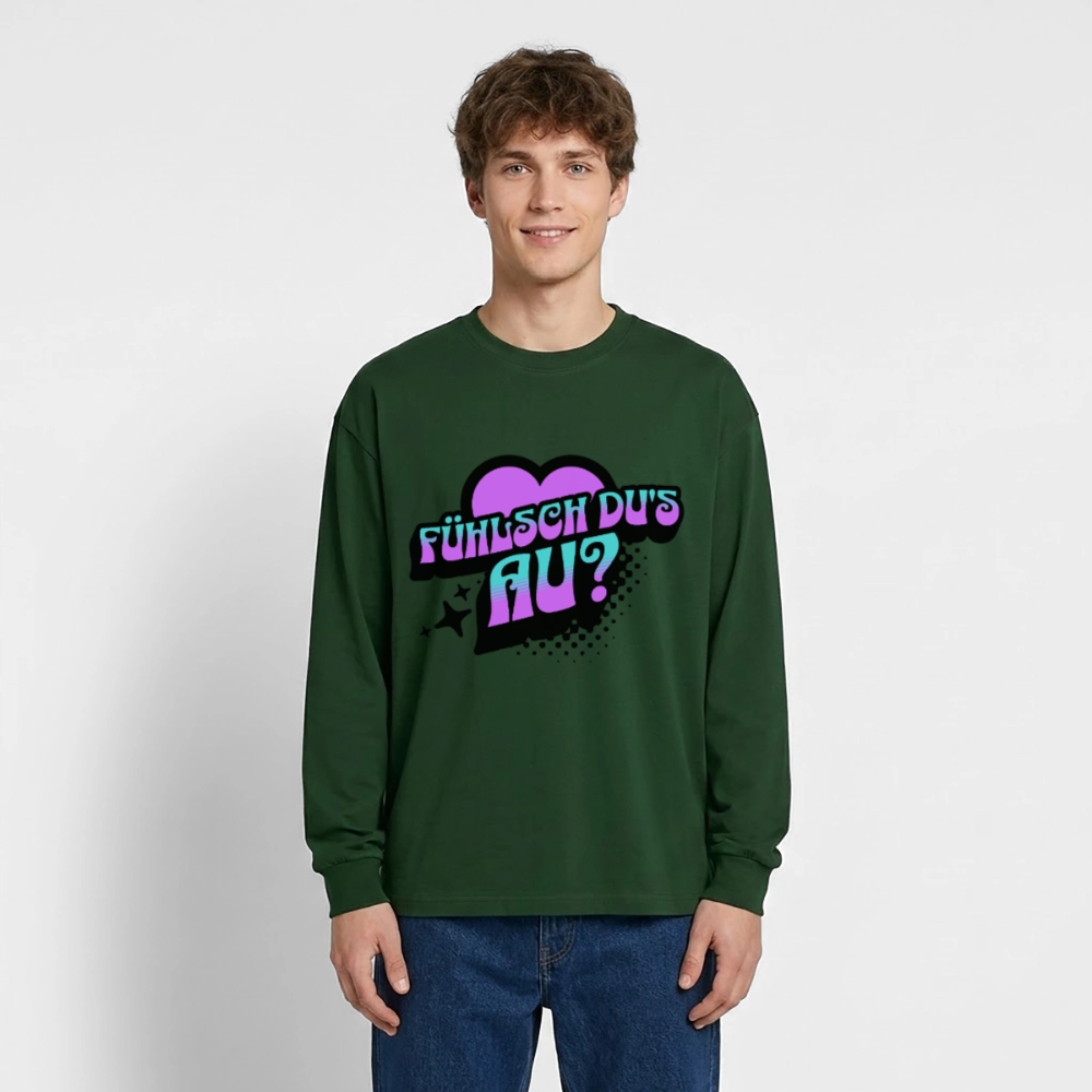 Fühlsch du‘s au Design – Oversized Langarmshirt - Flaschengrün
