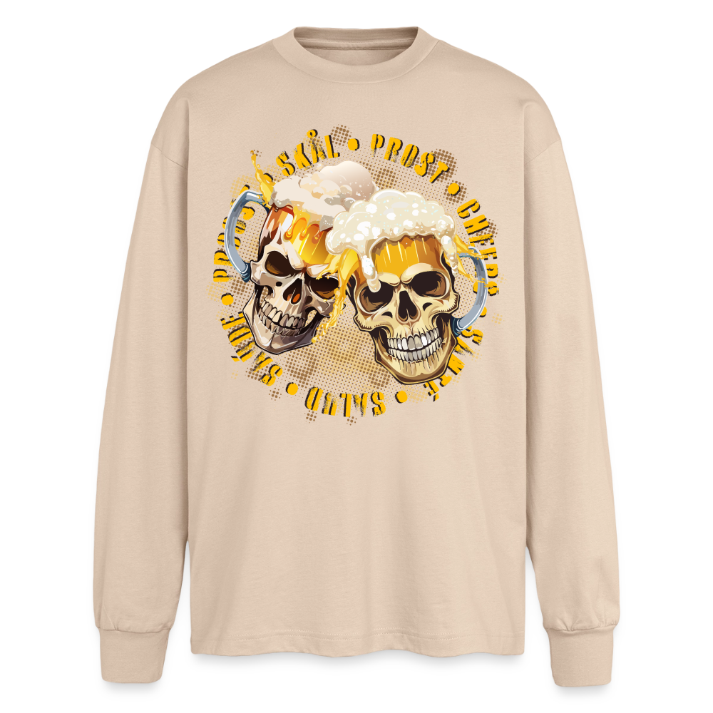 Party Skull Design – Oversized Langarmshirt - Sand