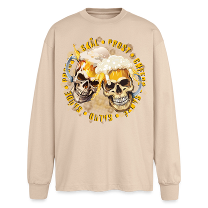 Party Skull Design – Oversized Langarmshirt - Sand