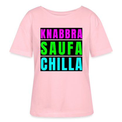 Knabbra Saufa Chilla Design – Rundhals Frauen Bio-T-Shirt - Hellrosa