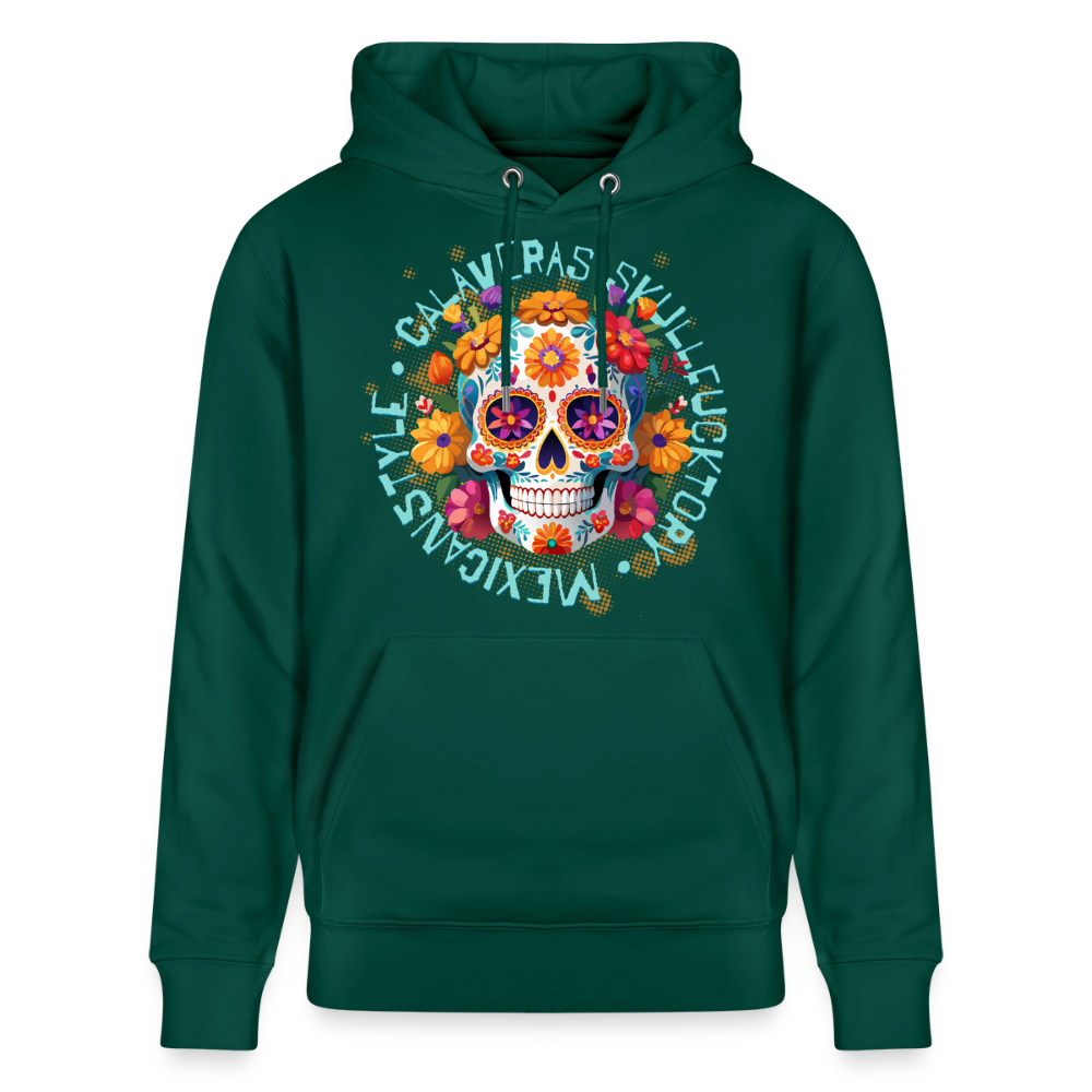 Sugar Skull Blumen Design – Unisex Bio-Hoodie - Forest