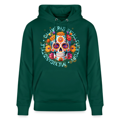 Sugar Skull Blumen Design – Unisex Bio-Hoodie - Forest