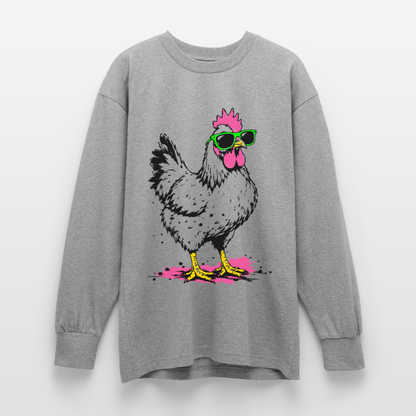 street Chicken Design – Oversized Langarmshirt - Grau meliert
