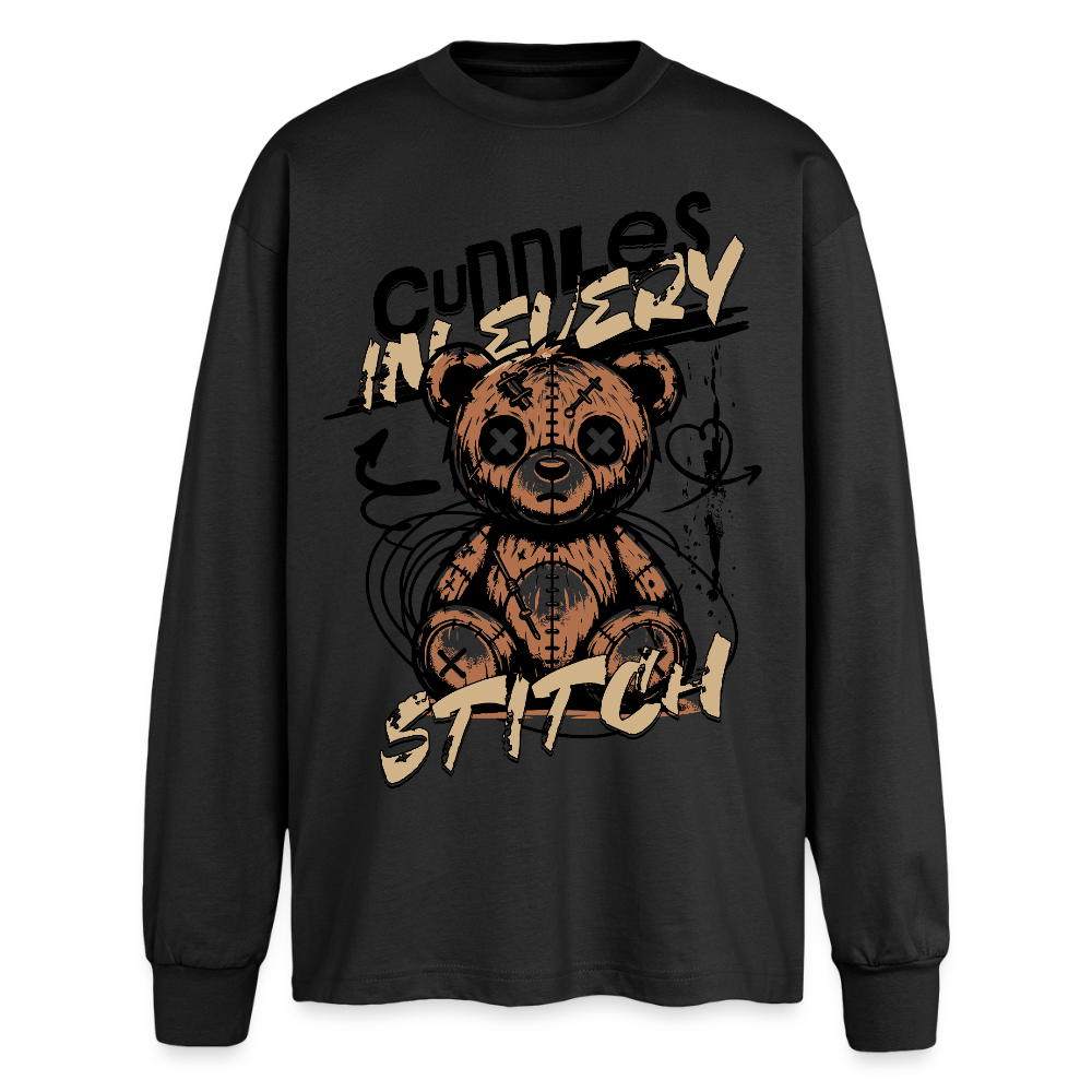 Bear Design – Oversized Langarmshirt - Schwarz