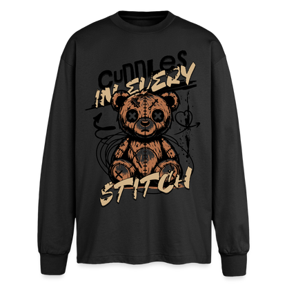 Bear Design – Oversized Langarmshirt - Schwarz