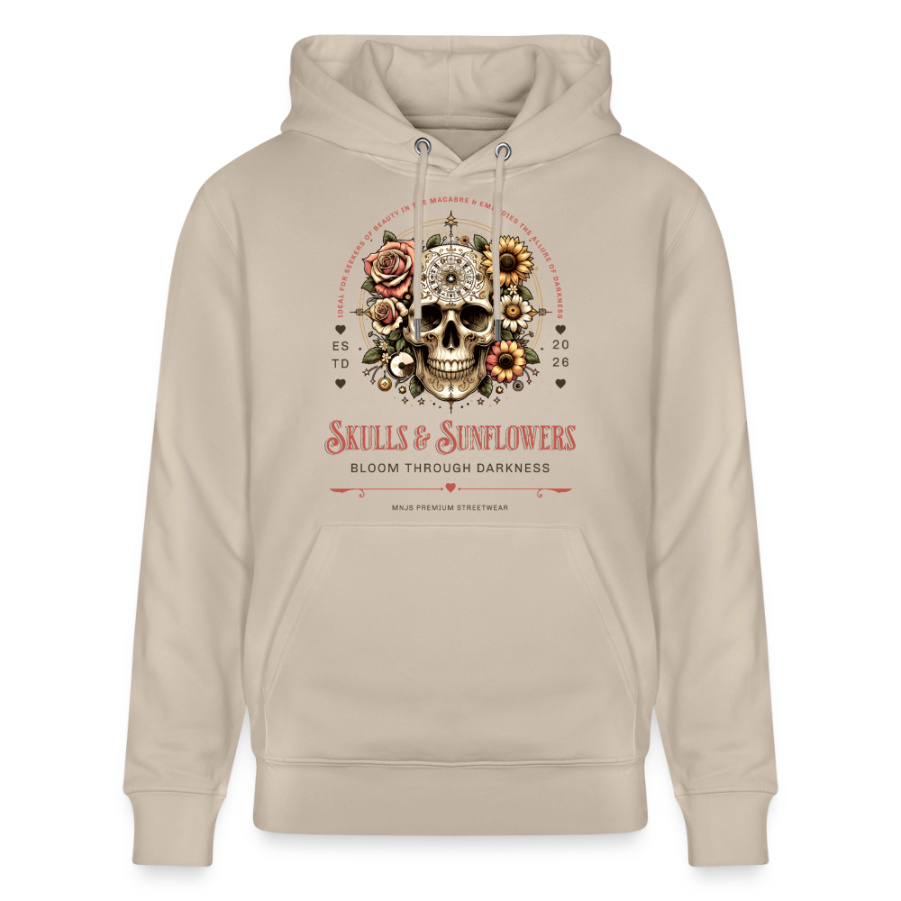 Skulls & Sunflowers Design – Unisex Bio-Hoodie - Beige